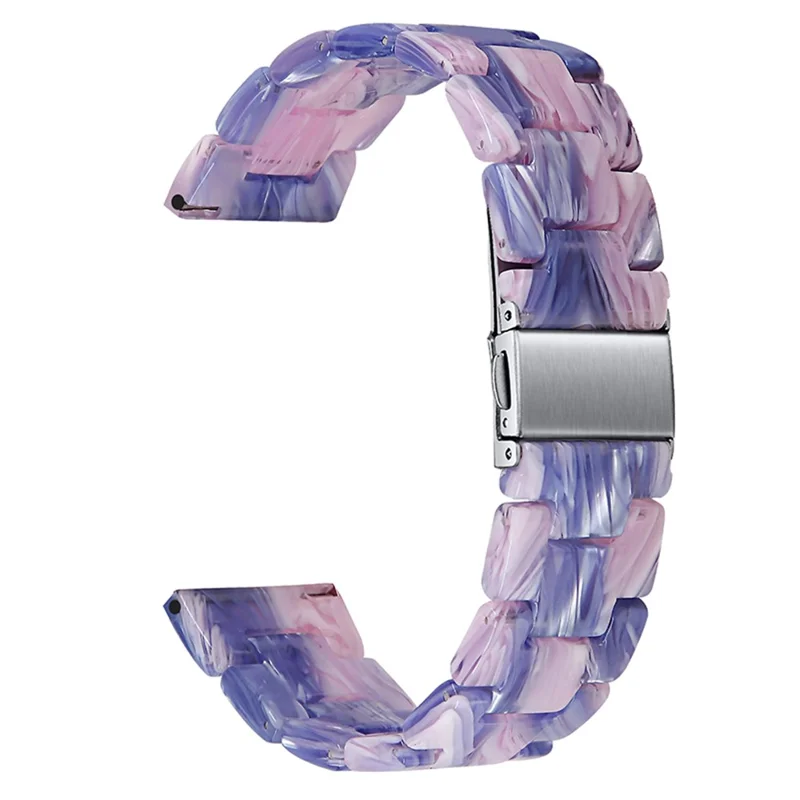 For Fitbit Versa 2 / Versa / Versa Lite / Versa SE Resin Wristband Stainless Steel Buckle Sport Watch Band - Purple / Pink Flowers