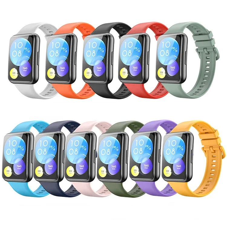 Para Huawei Watch Fit 2 Silicone Watch Band Adjustable Soft Replacement Strap - Blanco