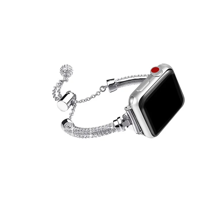 For Apple Watch Series 10 42mm / 9 8 7 41mm / 6 5 4 SE SE (2022) SE (2023) 40mm / 3 2 1 38mm Anti-Scratch Anti-Wear Bracelet Rhinestone Decor Metal Watch Band Wrist Strap Replacement - Silver