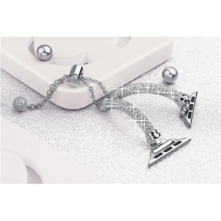 For Apple Watch Series 10 42mm / 9 8 7 41mm / 6 5 4 SE SE (2022) SE (2023) 40mm / 3 2 1 38mm Anti-Scratch Anti-Wear Bracelet Rhinestone Decor Metal Watch Band Wrist Strap Replacement - Silver