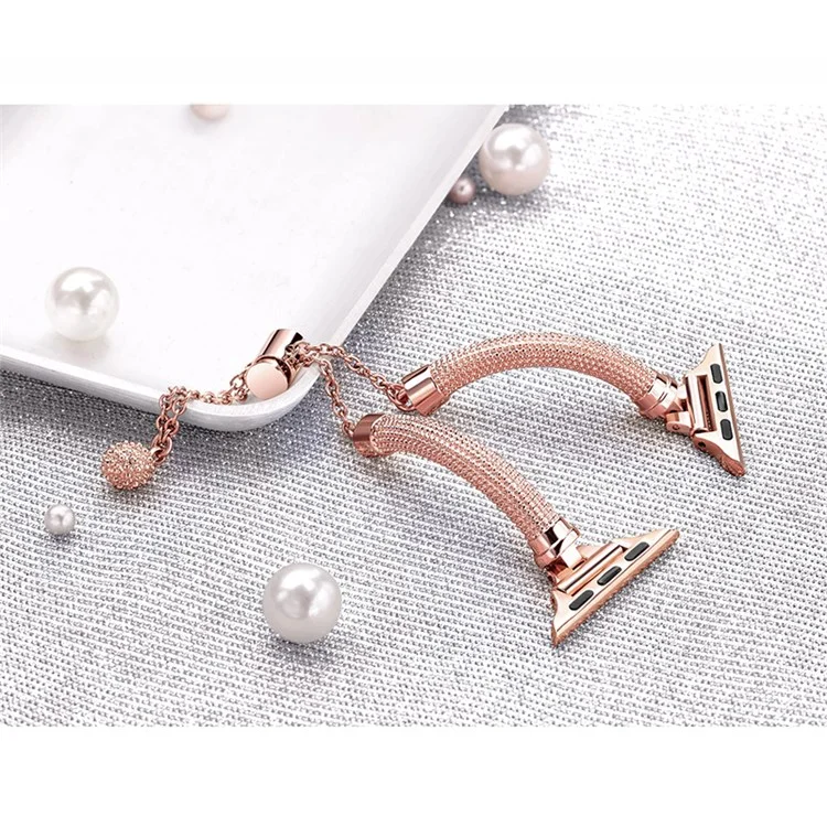 Für Apple Watch Series 10 42 mm / 9 8 7 41 mm / 6 5 4 SE SE (2022) SE (2023) 40 mm / 3 2 1 38 mm Metall Smart Watch Band Armband Verschleißfest und Langlebig Armband Ersatz - Roségold