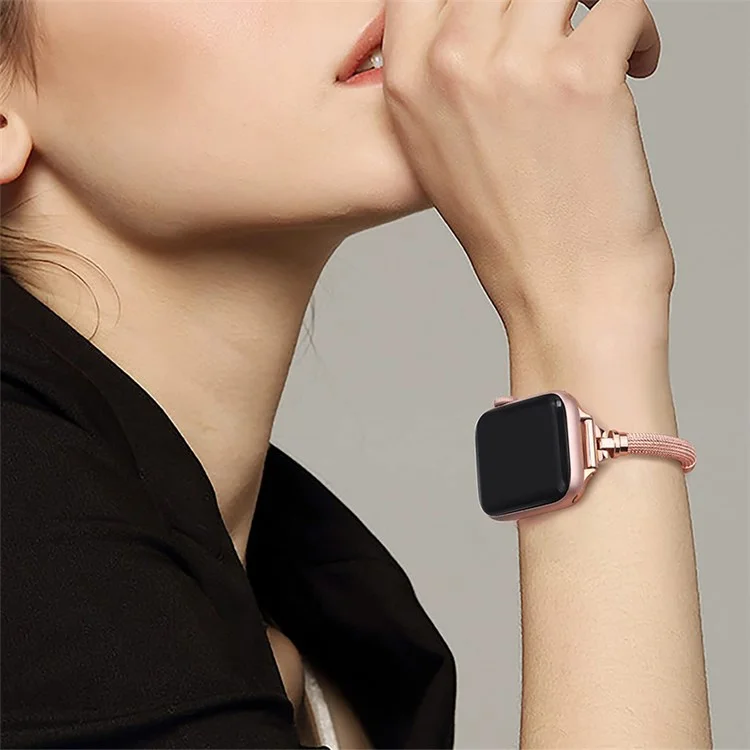 Für Apple Watch Series 10 42 mm / 9 8 7 41 mm / 6 5 4 SE SE (2022) SE (2023) 40 mm / 3 2 1 38 mm Metall Smart Watch Band Armband Verschleißfest und Langlebig Armband Ersatz - Roségold