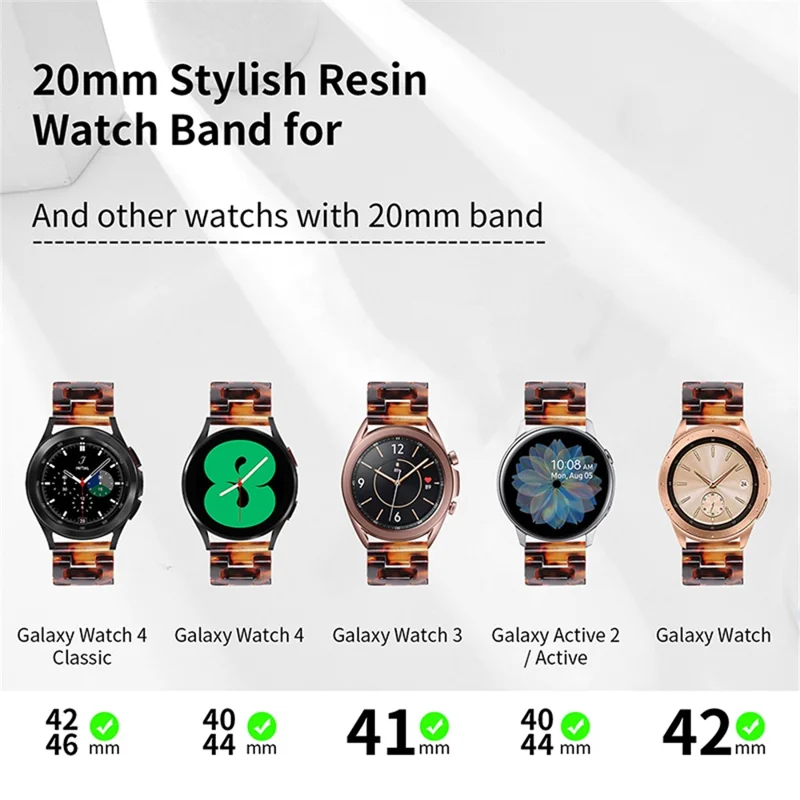 Für Samsung Galaxy Watch4 Active 40mm / 44mm / Watch4 Classic 42mm / 46mm D Form Harz Smartwatch Armband mit Edelstahl Schnalle - Schildpatt