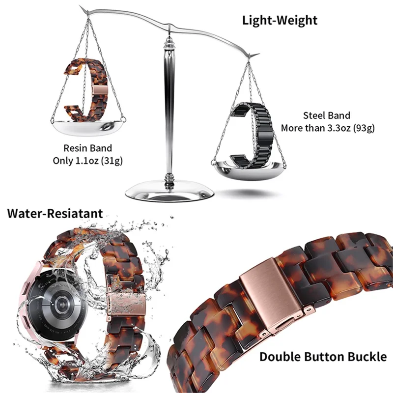 Für Samsung Galaxy Watch4 Active 40mm / 44mm / Watch4 Classic 42mm / 46mm D Form Harz Smartwatch Armband mit Edelstahl Schnalle - Schildpatt