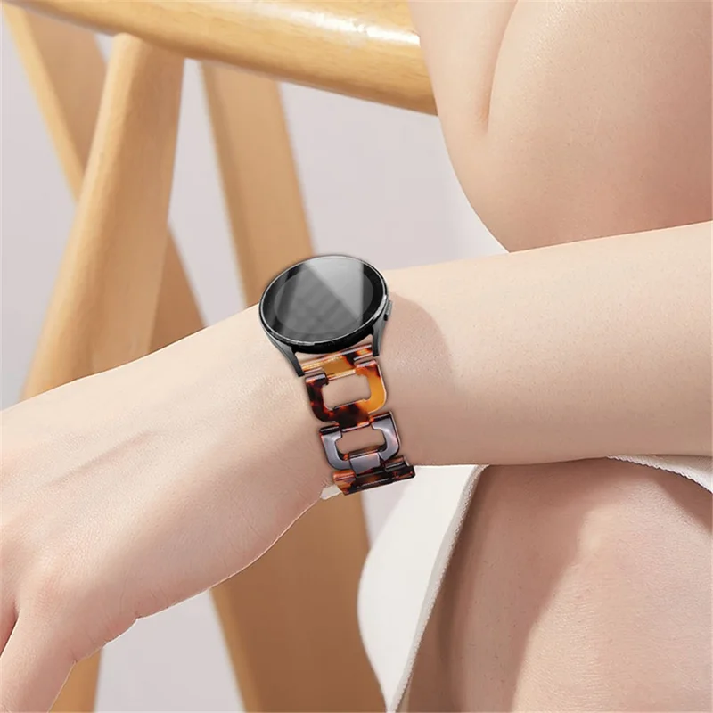 Für Samsung Galaxy Watch4 Active 40mm / 44mm / Watch4 Classic 42mm / 46mm D Form Harz Smartwatch Armband mit Edelstahl Schnalle - Schildpatt