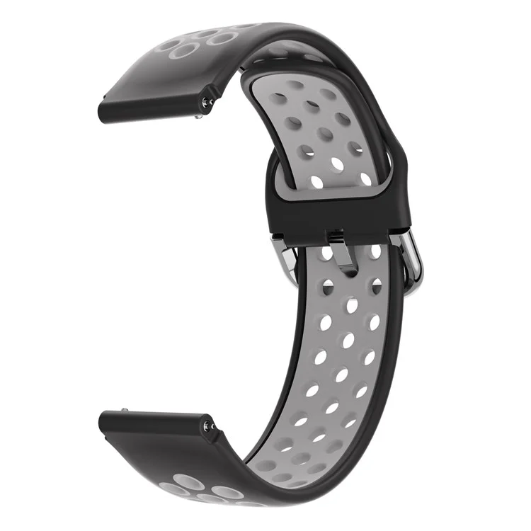 For Haylou Solar LS01 / ID205 / Willful SW021 Silicone Watch Band 19mm Adjustable Dual Color Replacement Strap - Black / Grey