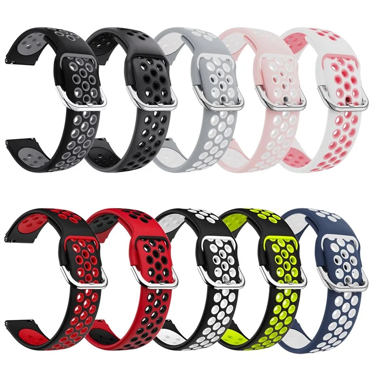 For Haylou Solar LS01 / ID205 / Willful SW021 Silicone Watch Band 19mm Adjustable Dual Color Replacement Strap - Black / Grey