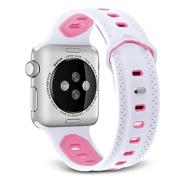 für die apple watch series 7 41mm / serie 6 / 5 / 4 / se 40 mm / sehen sie die serie 1 an / 2 / 3 38 mm press schnalle design silicone smartwatch band ersatz armband armband - weiß / rosa