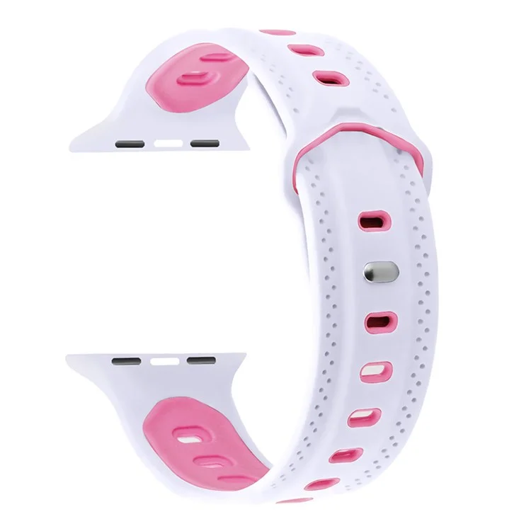 für die apple watch series 7 41mm / serie 6 / 5 / 4 / se 40 mm / sehen sie die serie 1 an / 2 / 3 38 mm press schnalle design silicone smartwatch band ersatz armband armband - weiß / rosa