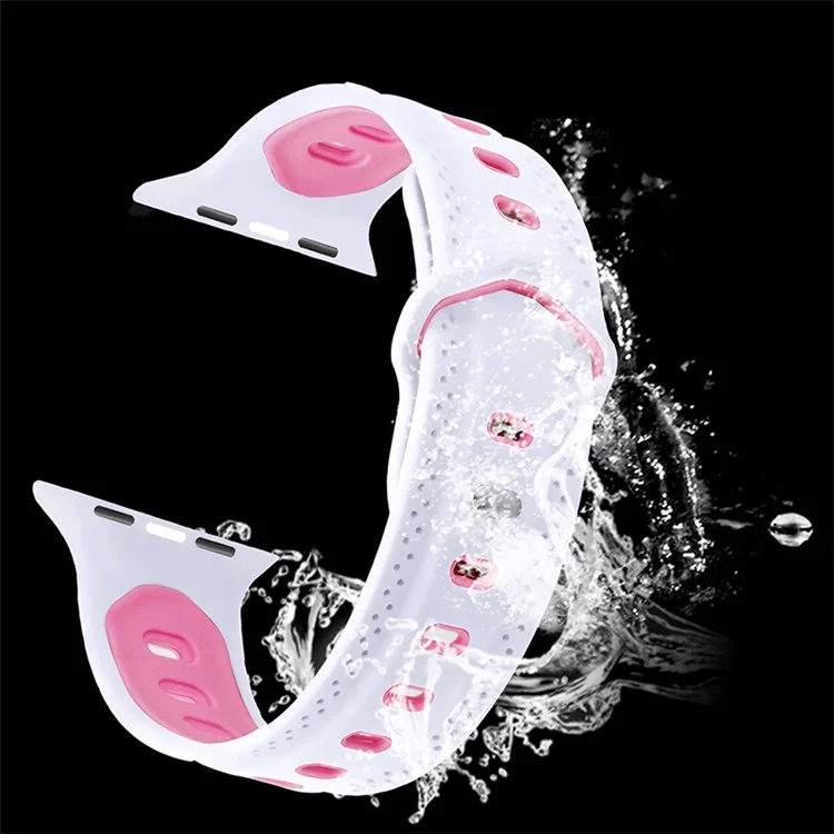 für die apple watch series 7 41mm / serie 6 / 5 / 4 / se 40 mm / sehen sie die serie 1 an / 2 / 3 38 mm press schnalle design silicone smartwatch band ersatz armband armband - weiß / rosa