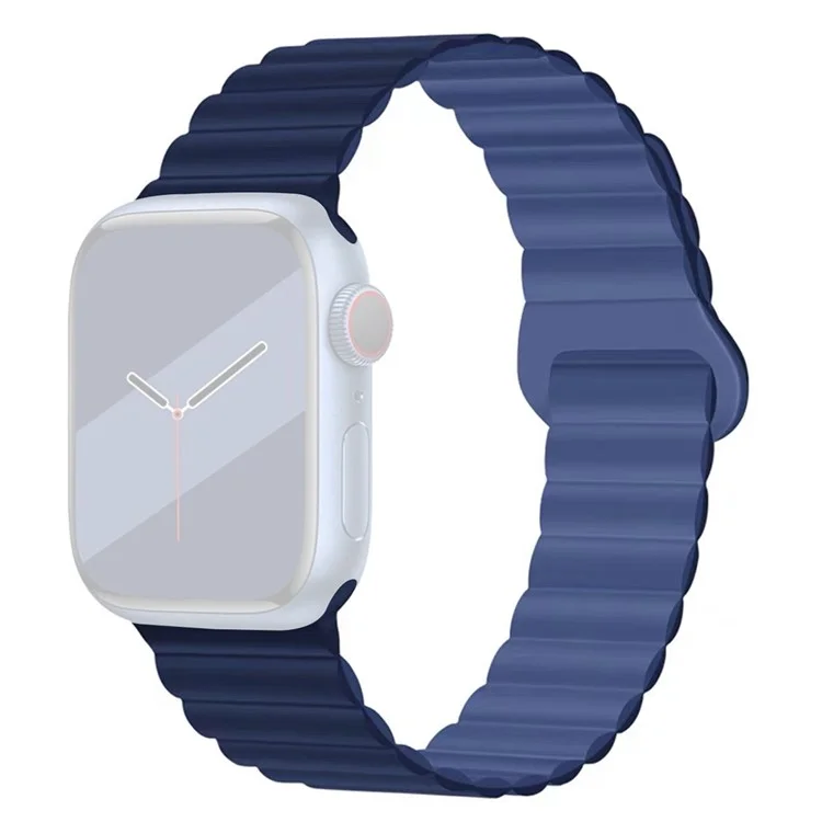 Watch Strap for Apple Watch Series 10 42mm / 9 8 7 41mm / SE (2023) SE (2022) SE 6 5 4 40mm / 3 2 1 38mm Magnetic Silicone Watch Band - Light / Deep Navy