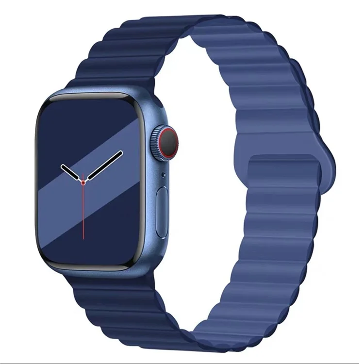 Watch Strap for Apple Watch Series 10 42mm / 9 8 7 41mm / SE (2023) SE (2022) SE 6 5 4 40mm / 3 2 1 38mm Magnetic Silicone Watch Band - Light / Deep Navy