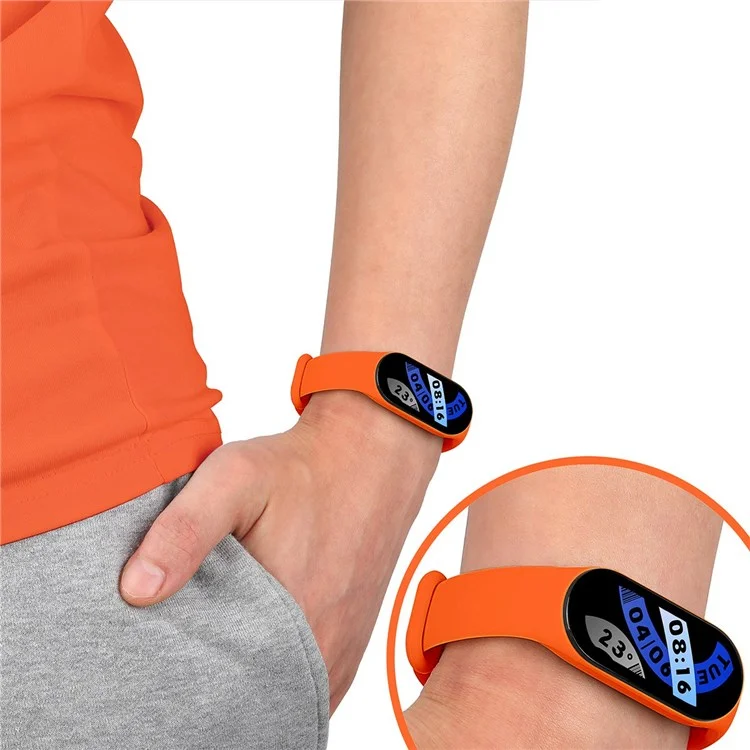 JUNSUNMAY For Xiaomi Mi Band 5 / 6 / 7 TPU Watch Band Quick Release Wrist Strap for Sports Watch Replacement Accessories - Orange