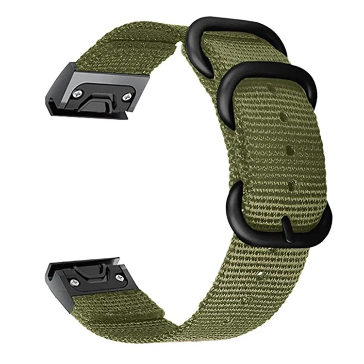 For Garmin Fenix 7S / 6S Pro / 5S Plus 20mm Nylon Watch Band Adjustable Wrist Strap with Stainless Steel Three Loops - Green