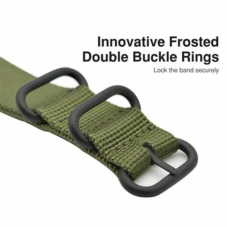Para Garmin Fenix 7 / 6 Pro / Forerunner 935 / 945 22mm Nylon Smart Watch Strap Stainless Steel Three Loops Replacement Wrist Band - Verde