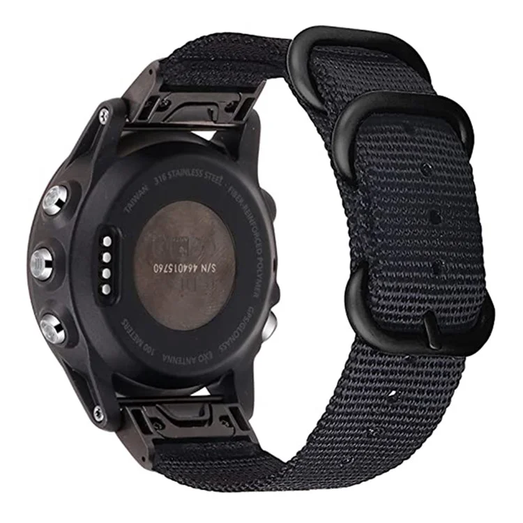 Для Garmin Fenix ​​7 / 6 Pro / Предшественник 935 / 945 22 -мм Нейлоновые Смарт -часовые Ремешки из Нержавеющей Стали Три Петли Замены Запястья Полоса - Черный