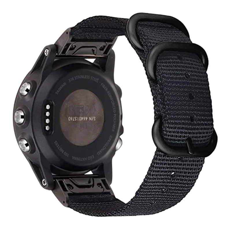 For Garmin Fenix 7X  /  6X Pro  /  Tactix7 Adjustable Wrist Band 26mm Nylon Watch Strap Replacement Watchband - Black