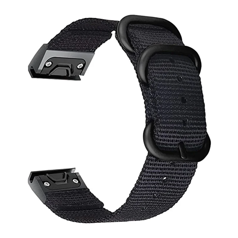For Garmin Fenix 7X  /  6X Pro  /  Tactix7 Adjustable Wrist Band 26mm Nylon Watch Strap Replacement Watchband - Black
