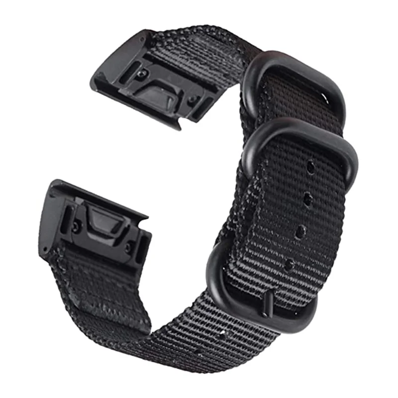 For Garmin Fenix 7X  /  6X Pro  /  Tactix7 Adjustable Wrist Band 26mm Nylon Watch Strap Replacement Watchband - Black