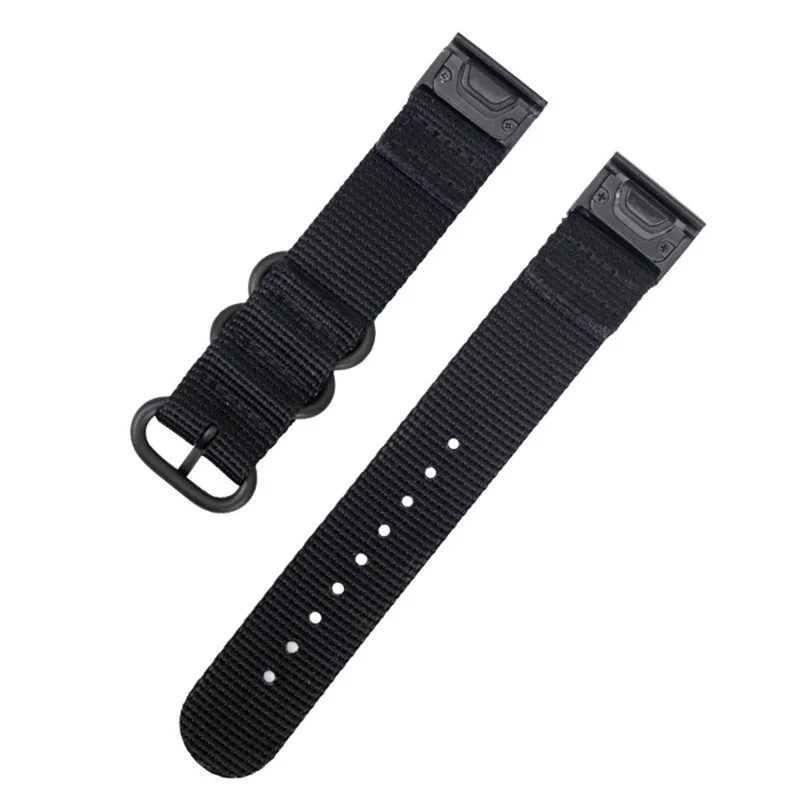 For Garmin Fenix 7X  /  6X Pro  /  Tactix7 Adjustable Wrist Band 26mm Nylon Watch Strap Replacement Watchband - Black
