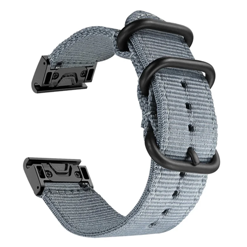 For Garmin Fenix 7X  /  6X Pro  /  Tactix7 Adjustable Wrist Band 26mm Nylon Watch Strap Replacement Watchband - Grey