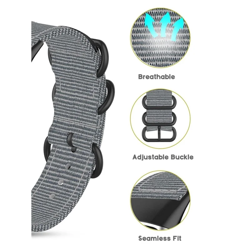 For Garmin Fenix 7X  /  6X Pro  /  Tactix7 Adjustable Wrist Band 26mm Nylon Watch Strap Replacement Watchband - Grey