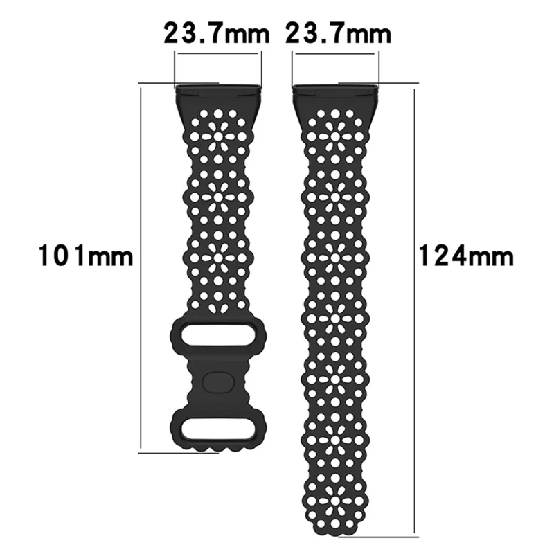 For Fitbit Versa Versa 3 / Sense Lace Flower TPU Band Hollow-out Sport Wristband Replacement - White