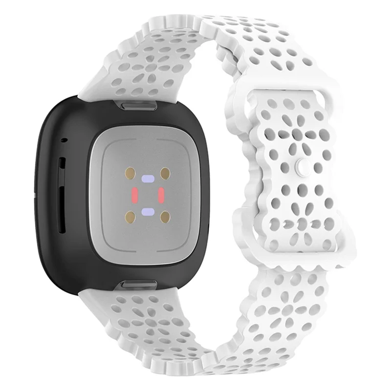 For Fitbit Versa Versa 3 / Sense Lace Flower TPU Band Hollow-out Sport Wristband Replacement - White