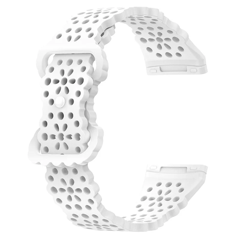 For Fitbit Versa Versa 3 / Sense Lace Flower TPU Band Hollow-out Sport Wristband Replacement - White
