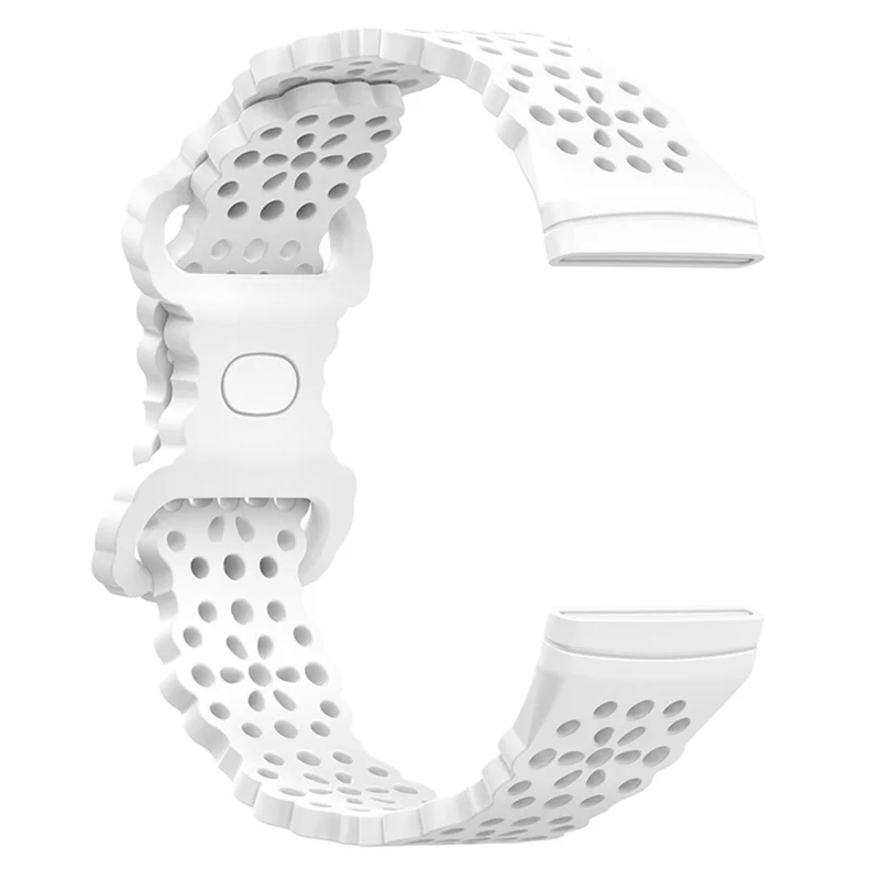 For Fitbit Versa Versa 3 / Sense Lace Flower TPU Band Hollow-out Sport Wristband Replacement - White