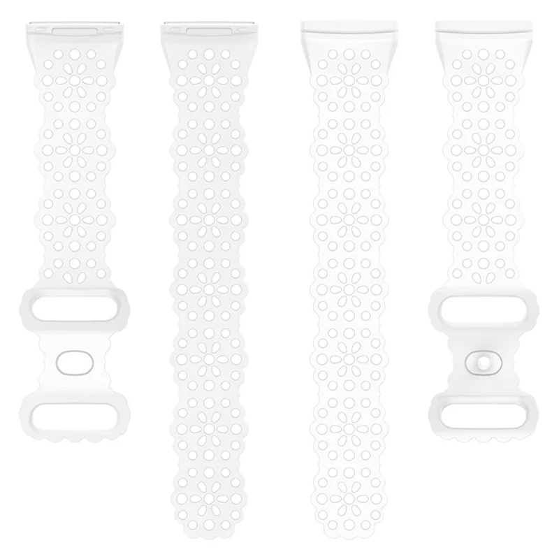 For Fitbit Versa Versa 3 / Sense Lace Flower TPU Band Hollow-out Sport Wristband Replacement - White