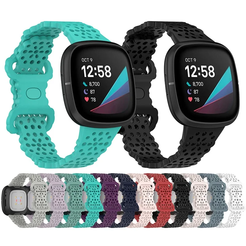 For Fitbit Versa Versa 3 / Sense Lace Flower TPU Band Hollow-out Sport Wristband Replacement - White