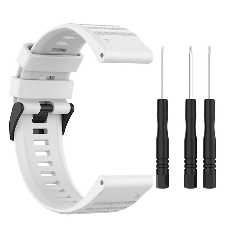 For Garmin Forerunner 955 / Forerunner 945 / Forerunner 935 / Descent G1 Silicone Replacement Band 22mm Sports Strap Wristband with Screwdrivers - White