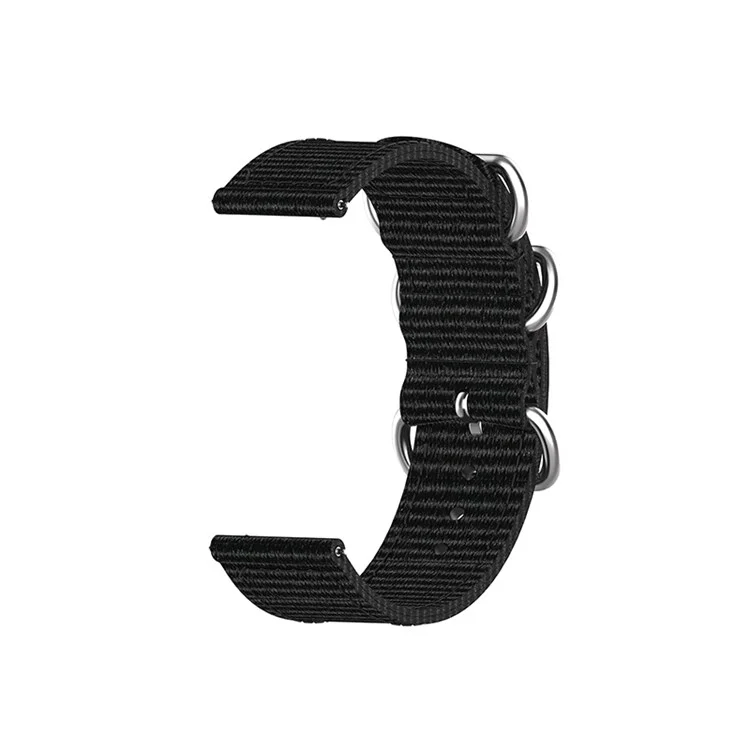 For Garmin Forerunner 255S / Huawei Watch GT 4 41mm 18mm Watch Strap Woven Nylon Canvas Stainless Steel Rings Buckle Watch Band - Black