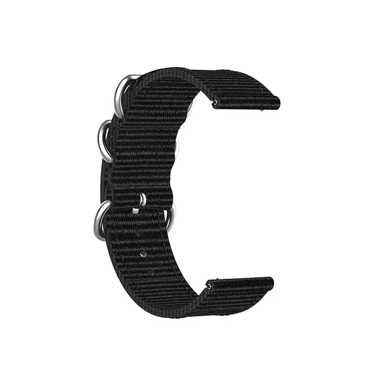 For Garmin Forerunner 255S / Huawei Watch GT 4 41mm 18mm Watch Strap Woven Nylon Canvas Stainless Steel Rings Buckle Watch Band - Black