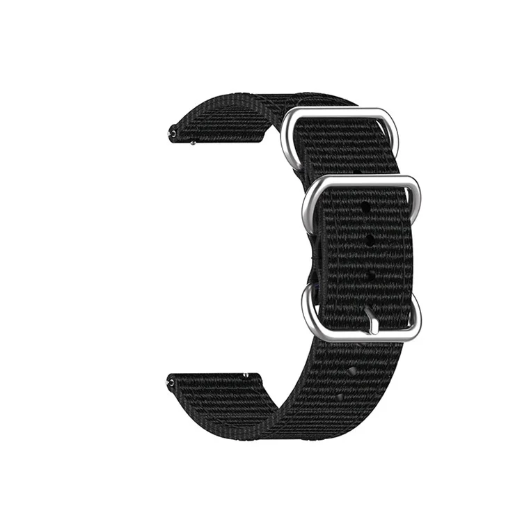 For Garmin Forerunner 255S / Huawei Watch GT 4 41mm 18mm Watch Strap Woven Nylon Canvas Stainless Steel Rings Buckle Watch Band - Black