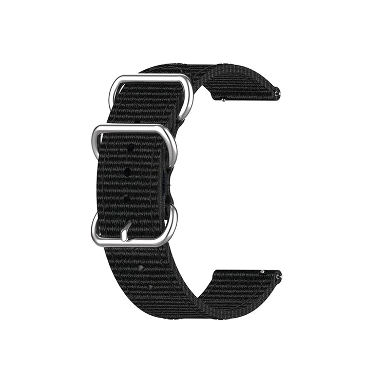 For Garmin Forerunner 255S / Huawei Watch GT 4 41mm 18mm Watch Strap Woven Nylon Canvas Stainless Steel Rings Buckle Watch Band - Black