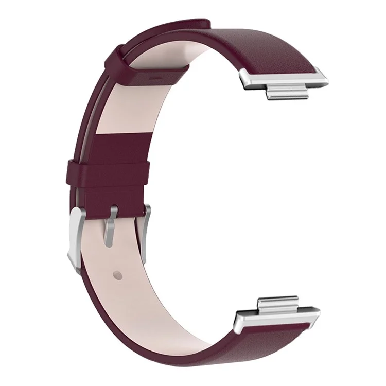 For Huawei Watch Fit 2 Leather Watch Strap Quick Release Wrist Band Sports Watch Watchband Replacement - Wine Red