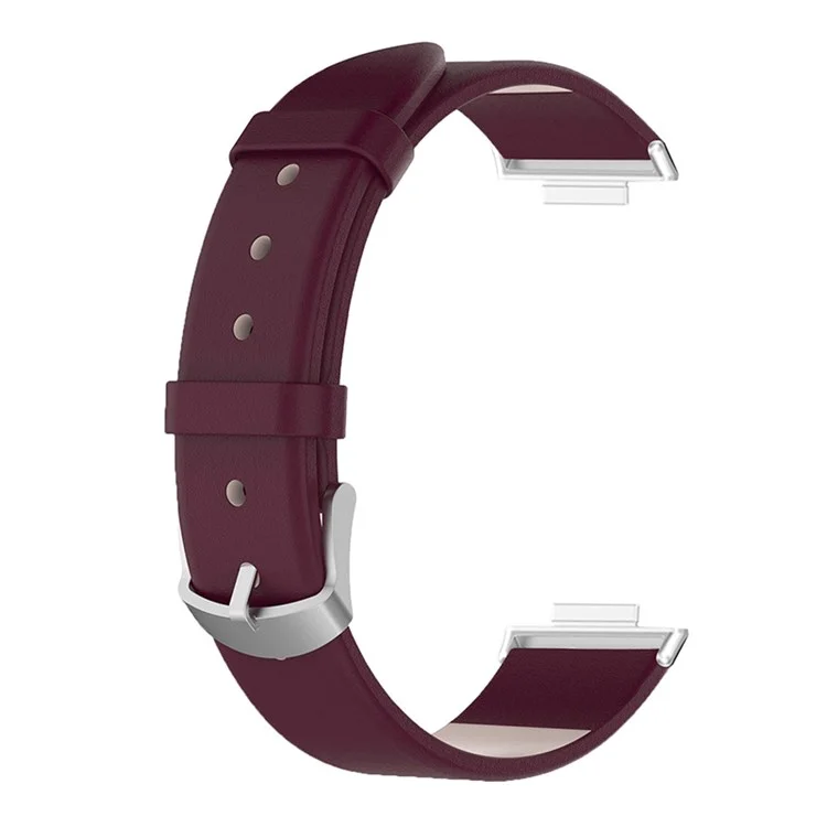 For Huawei Watch Fit 2 Leather Watch Strap Quick Release Wrist Band Sports Watch Watchband Replacement - Wine Red