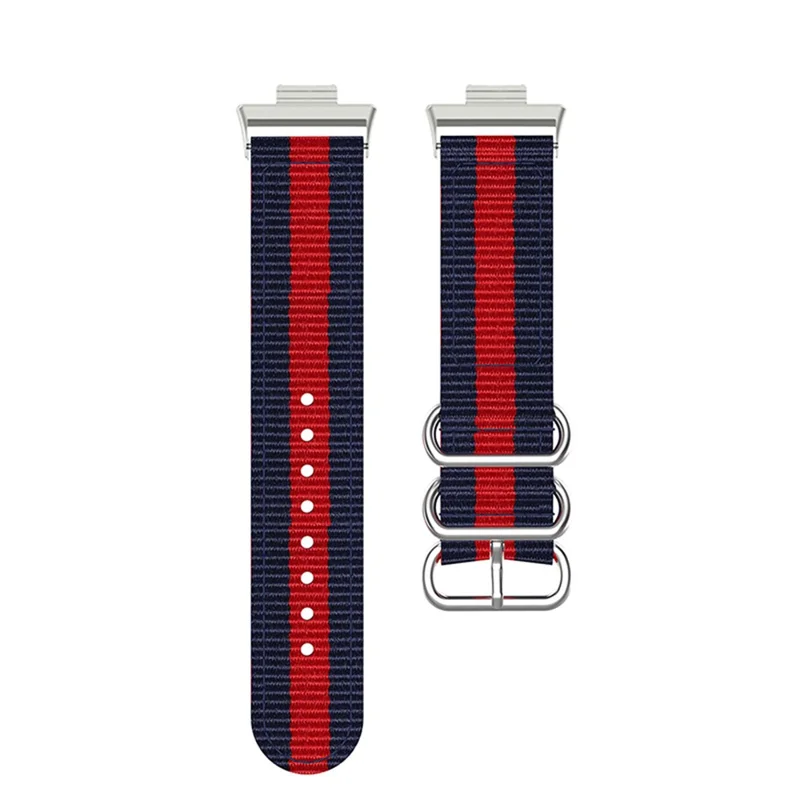 For Huawei Watch Fit 2 Nylon Quick Release Watch Band Stainless Steel Rings Buckle Canvas Replacement Strap - Blue / Red / Blue