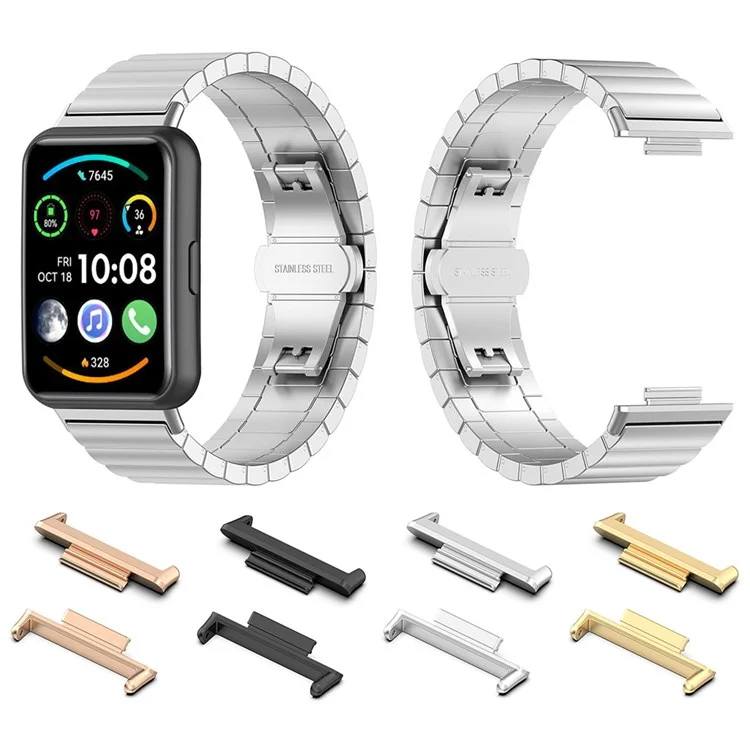 1 Par de Adaptadores de Reloj para Huawei Watch Fit 2, Accesorio de Banda de Reloj Conector de Metal - Negro