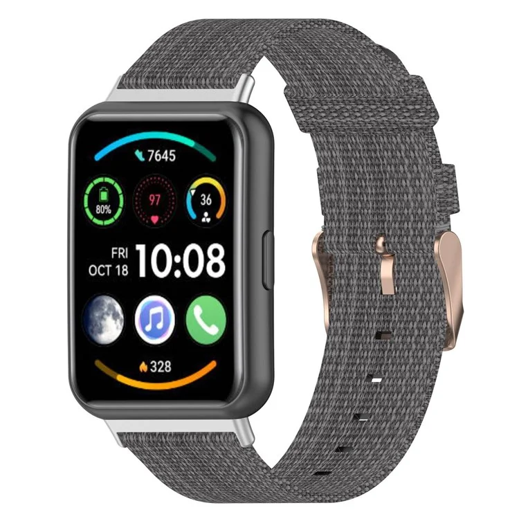Für Huawei Watch Fit 2 Uhrenarmband mit Schnalle Nylon-Armband Sport-Uhr 20 mm Schnellverschluss-Armband - Dunkelgrau
