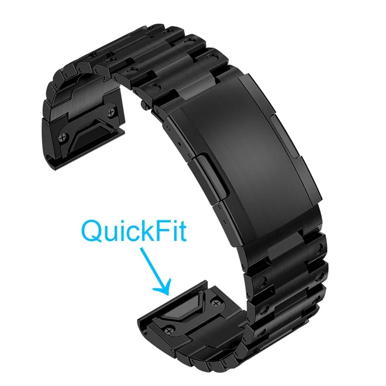 Pour Garmin Epix Gen2 / Fenix 7 / Descent G1 / Instinct 2 Bracelet de montre en acier inoxydable Bracelet de remplacement 22 mm avec boucle pliante - Noir