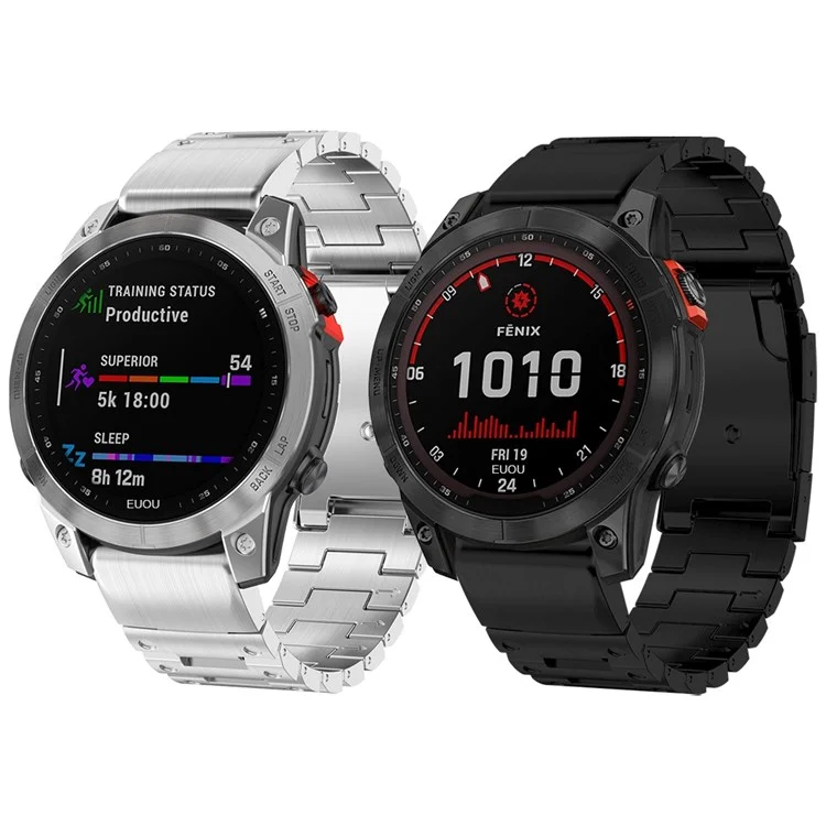 Pour Garmin Epix Gen2 / Fenix 7 / Descent G1 / Instinct 2 Bracelet de montre en acier inoxydable Bracelet de remplacement 22 mm avec boucle pliante - Noir
