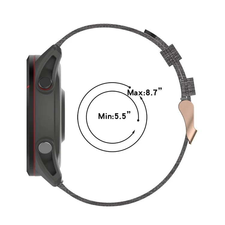 Для Garmin Forerunner 255 / Venu 2 / Samsung Galaxy Watch3 45мм Ремешок для часов с пряжкой Нейлоновый ремешок для часов Универсальный 22мм Быстросъемный ремешок для часов - Темно-серый