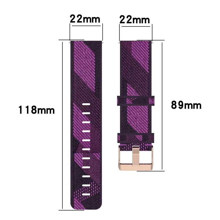 For Garmin Forerunner 255 / Venu 2 / Samsung Galaxy Watch3 45mm Watch Strap with Buckle Nylon Watch Band Universal 22mm Quick Release Watchband - Dark Grey