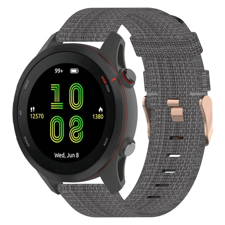 For Garmin Forerunner 255 / Venu 2 / Samsung Galaxy Watch3 45mm Watch Strap with Buckle Nylon Watch Band Universal 22mm Quick Release Watchband - Dark Grey