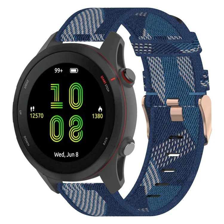 For Garmin Forerunner 255S / Venu 2S / Xiaomi Mi Watch Strap Universal 18mm Nylon Watch Band Sports Watch Replacement Watchband with Buckle - Blue Stripe