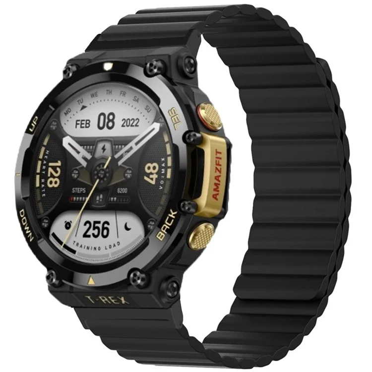 Cinturino Magnetico a prova di sudore per Huami Amazfit T-Rex 2 Cinturino in silicone regolabile a doppio colore - Nero