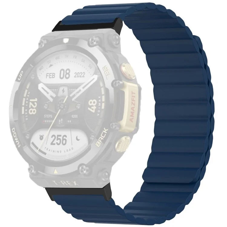 Magnetic Sweat-proof Watch Band for Huami Amazfit T-Rex 2 Adjustable Silicone Wrist Strap Dual-Color Design - Blue